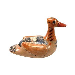 Mexico Tonala Duck Figurine Folk Art Pottery Hand Painted Mexican 11"
